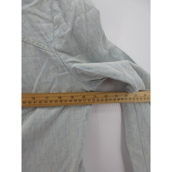 Sundance Blazer 14 Linen Striped Jacket Double Breasted Military Wrap - Picture 5 of 9